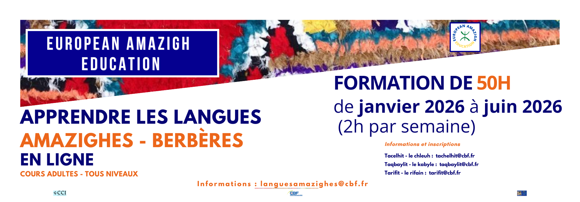Nouvelles sessions de formation en langues amazighes – Janvier à juin 2026